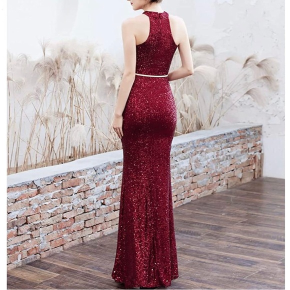 Long Sequin Party | Prom Sleeveless Mermaid Evening Elegant Formal Dress Size M - Picture 2 of 13
